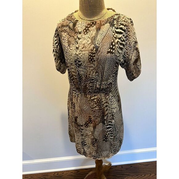 Rag and Bone 100% Silk Dalmeny Feather Print Dress Size 6 - Picture 3 of 13
